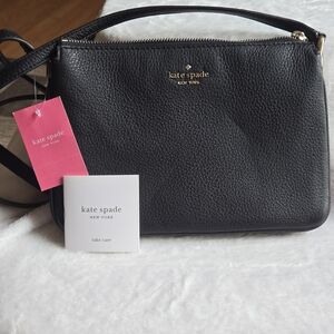 NWT Kate Spade Black Pebble Leather 10×7 Jackson Crossbody Handbag